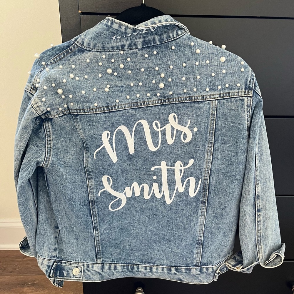 Mrs. Smith Pearl Studded Denim Jacket - Bridal
